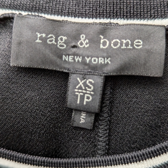 Rag & Bone Black Shift Mini Dress Sz XS Contrast Trim Mod Minimalist Chic - Picture 7 of 11